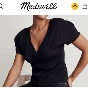 *NWT* Madewell Floral Puff Sleeve, size 6, Black